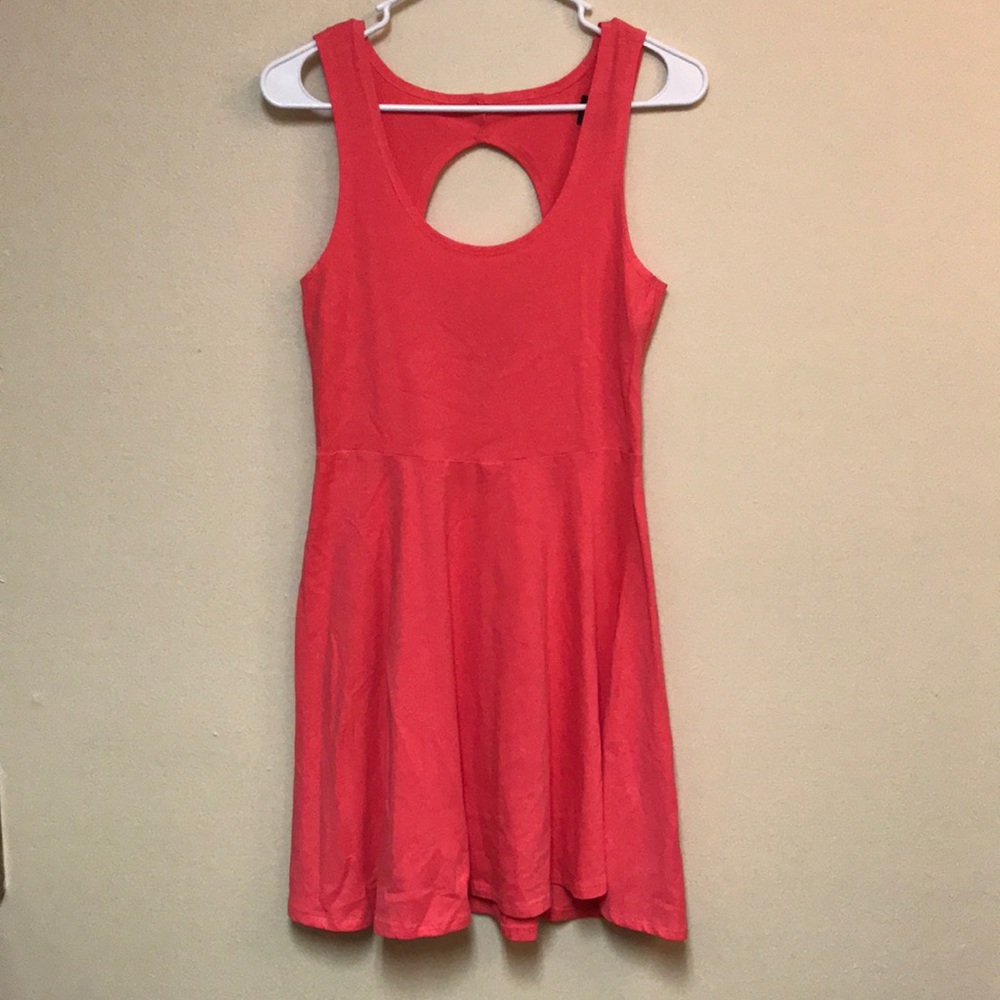 Peach fit and flare dress